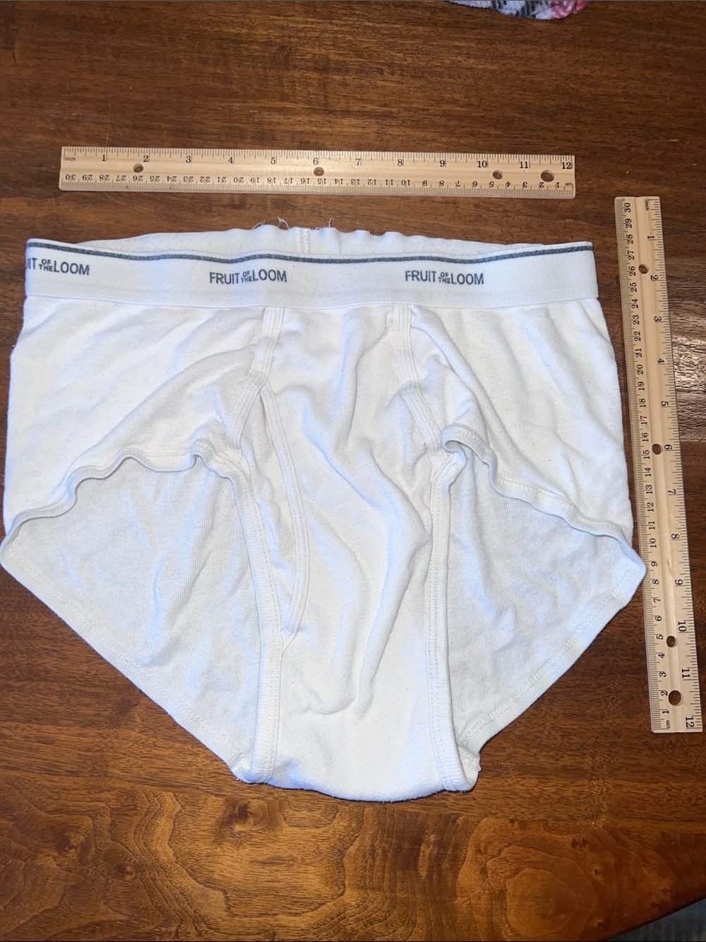 Fruit of the Loom Men's White Briefs with Branded Waistband
